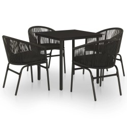 Ensemble à manger de jardin 5 pcs Noir 