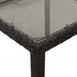 Ensemble à manger de jardin et coussins 5 pcs noir rotin verre 