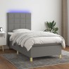 Sommier à lattes de lit et matelas et LED Gris foncé 80x200cm 