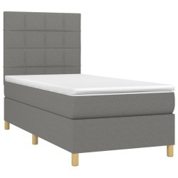 Sommier à lattes de lit et matelas et LED Gris foncé 80x200cm 