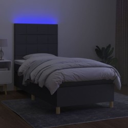 Sommier à lattes de lit et matelas et LED Gris foncé 80x200cm 