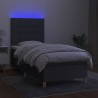 Sommier à lattes de lit et matelas et LED Gris foncé 80x200cm 
