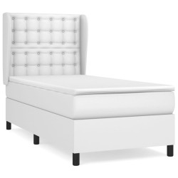 Sommier à lattes de lit avec matelas Blanc 90x200 cm Similicuir 