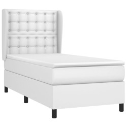 Sommier à lattes de lit avec matelas Blanc 90x200 cm Similicuir 