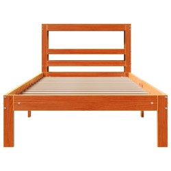 Cadre de lit sans matelas cire marron 90x200 cm bois pin massif 