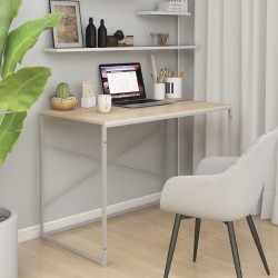 Bureau d'ordinateur Blanc chêne 110x60x70 cm Bois d'ingénierie 