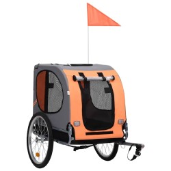 Remorque de vélo pour animaux de compagnie orange et gris 