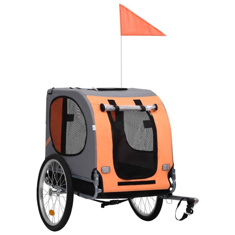 Remorque de vélo pour animaux de compagnie orange et gris 