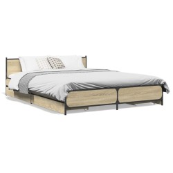 Cadre de lit avec tiroirs sans matelas chêne sonoma 135x190 cm 