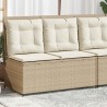 Banc inclinable de jardin avec coussins beige résine tressée 