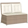 Banc inclinable de jardin avec coussins beige résine tressée 