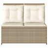 Banc inclinable de jardin avec coussins beige résine tressée 