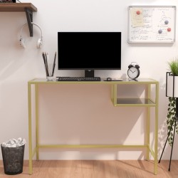 Bureau d'ordinateur Marbre noir 100x36x74 cm Verre trempé 
