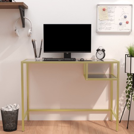 Bureau d'ordinateur Marbre noir 100x36x74 cm Verre trempé 