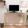 Bureau d'ordinateur Marbre noir 100x36x74 cm Verre trempé 