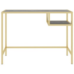 Bureau d'ordinateur Marbre noir 100x36x74 cm Verre trempé 
