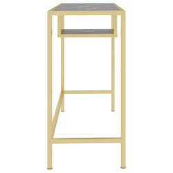 Bureau d'ordinateur Marbre noir 100x36x74 cm Verre trempé 