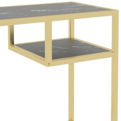 Bureau d'ordinateur Marbre noir 100x36x74 cm Verre trempé 