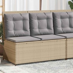 Banc inclinable de jardin avec coussins beige résine tressée 
