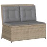 Banc inclinable de jardin avec coussins beige résine tressée 