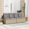 Banc inclinable de jardin avec coussins beige résine tressée 