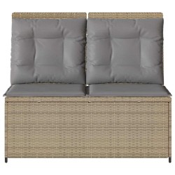 Banc inclinable de jardin avec coussins beige résine tressée 