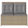 Banc inclinable de jardin avec coussins beige résine tressée 