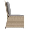 Banc inclinable de jardin avec coussins beige résine tressée 