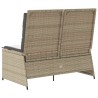 Banc inclinable de jardin avec coussins beige résine tressée 