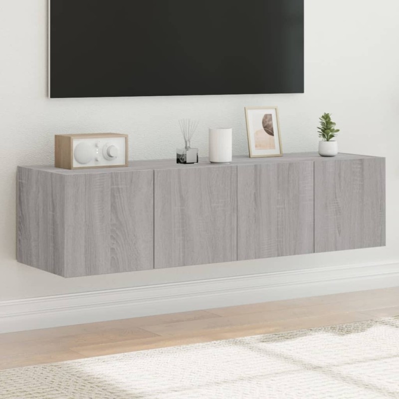 Meubles TV muraux et lumières LED 2pcs sonoma gris 60x35x31 cm 