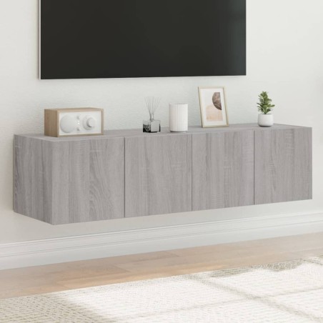 Meubles TV muraux et lumières LED 2pcs sonoma gris 60x35x31 cm 