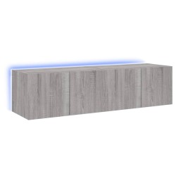 Meubles TV muraux et lumières LED 2pcs sonoma gris 60x35x31 cm 