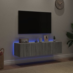 Meubles TV muraux et lumières LED 2pcs sonoma gris 60x35x31 cm 