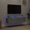 Meubles TV muraux et lumières LED 2pcs sonoma gris 60x35x31 cm 