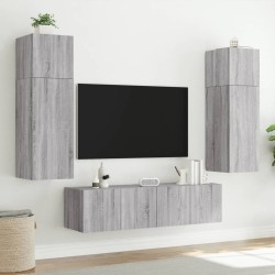 Meubles TV muraux et lumières LED 2pcs sonoma gris 60x35x31 cm 