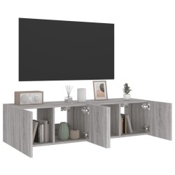 Meubles TV muraux et lumières LED 2pcs sonoma gris 60x35x31 cm 