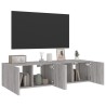 Meubles TV muraux et lumières LED 2pcs sonoma gris 60x35x31 cm 