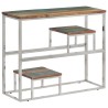 Table console argenté acier inoxydable/bois massif récupération 