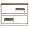 Table console argenté acier inoxydable/bois massif récupération 