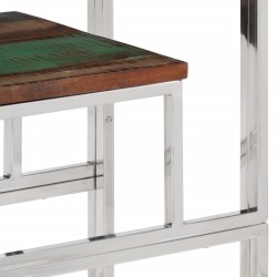 Table console argenté acier inoxydable/bois massif récupération 
