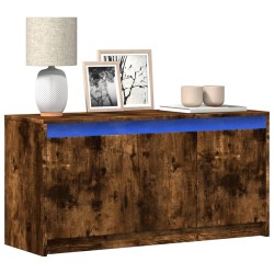Meuble TV avec LED chêne fumé 100x34x50 cm bois d'ingénierie 