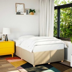 Cadre de lit sans matelas crème 120x200 cm tissu 