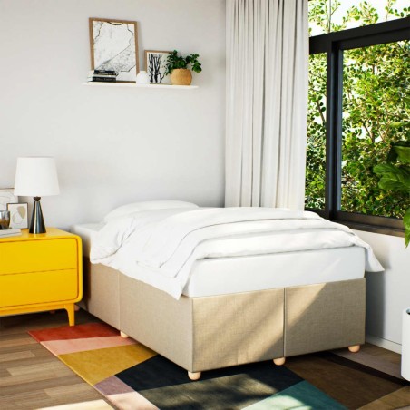 Cadre de lit sans matelas crème 120x200 cm tissu 