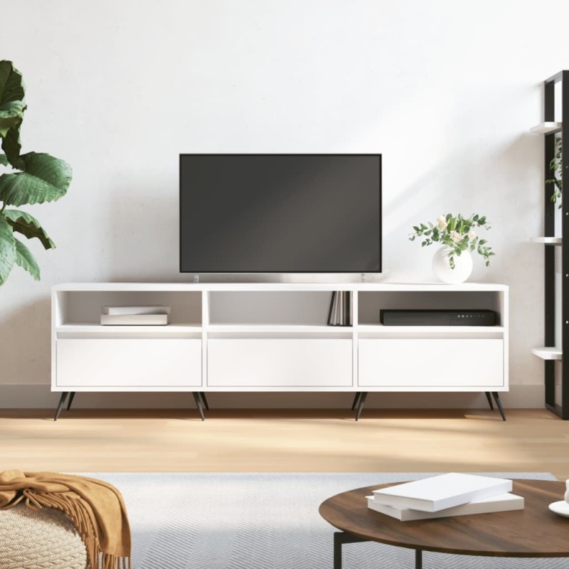 Meuble TV blanc 150x30x44,5 cm bois d'ingénierie Meuble TV blanc 150x30x44,5 cm bois d'ingénierie