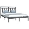 Cadre de lit sans matelas gris 135x190 cm bois massif 