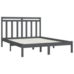 Cadre de lit sans matelas gris 135x190 cm bois massif 
