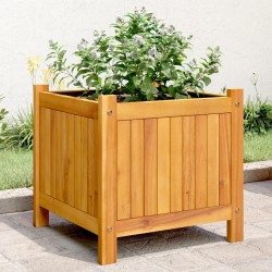 Jardinière avec doublure 42x42x40 cm bois massif d'acacia 
