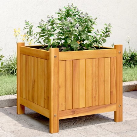Jardinière avec doublure 42x42x40 cm bois massif d'acacia 