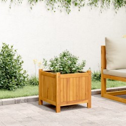 Jardinière avec doublure 42x42x40 cm bois massif d'acacia 