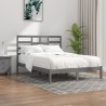 Cadre de lit sans matelas gris bois massif 135x190 cm 